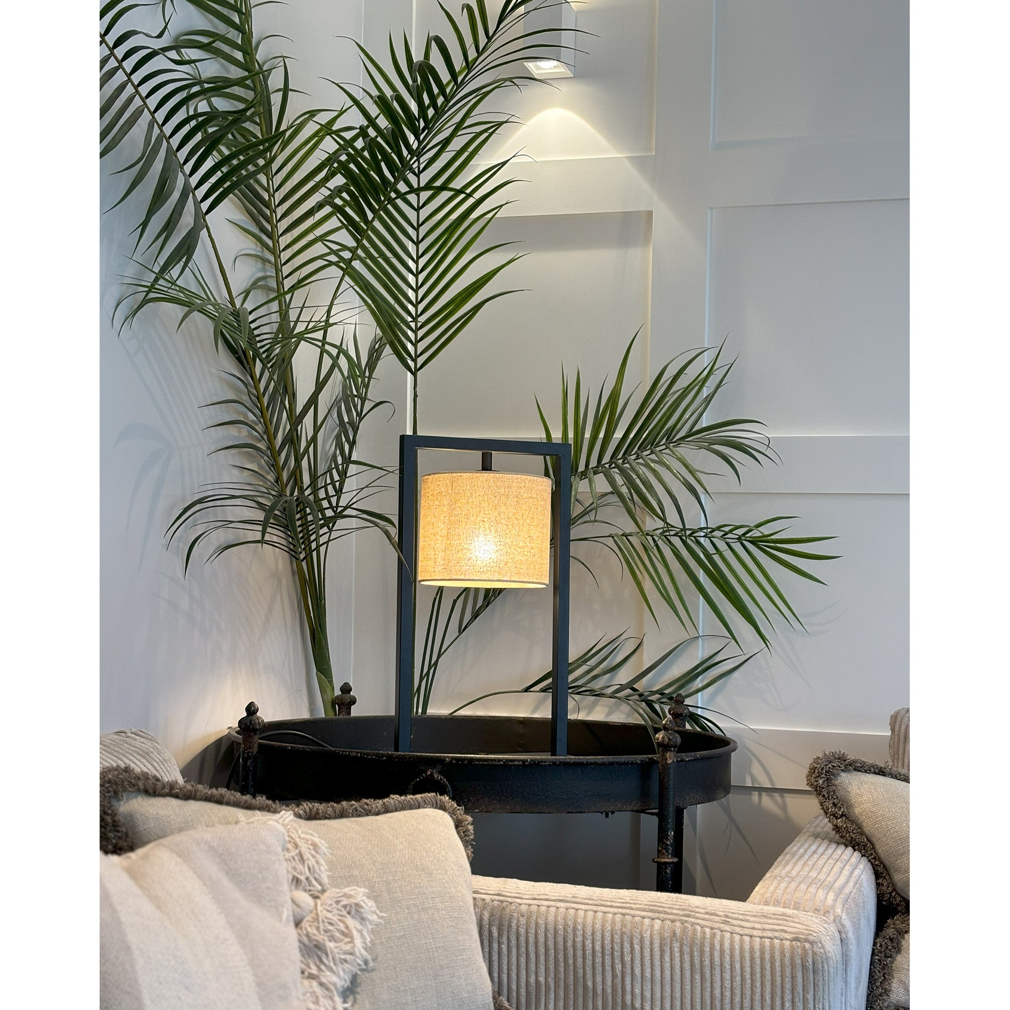 Square Frame Table Lamp in Satin Black